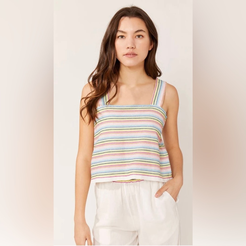 Solid & Striped Leila Top Rainbow Embroidered Cropped Tank Women’s XS